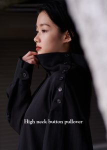 High neck button pullover